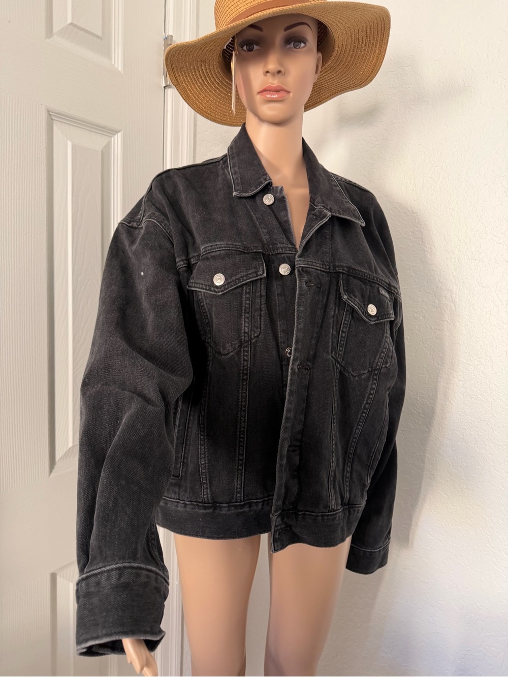 Michael Kors Black Washed Denim Jacket - Relaxed Trucker